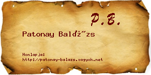 Patonay Balázs névjegykártya